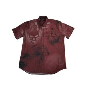 Vintage Affliction Black Label Short Sleeve Button Up Performance Shirt Mens 2XL